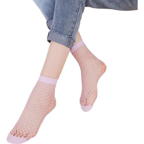 3 Pairs Chic Streetwear Womens Kawaii Candy Color Breathable Fishnet Socks Sexy Hollow Out Nets Socks Ladies Sweet Mesh Sox