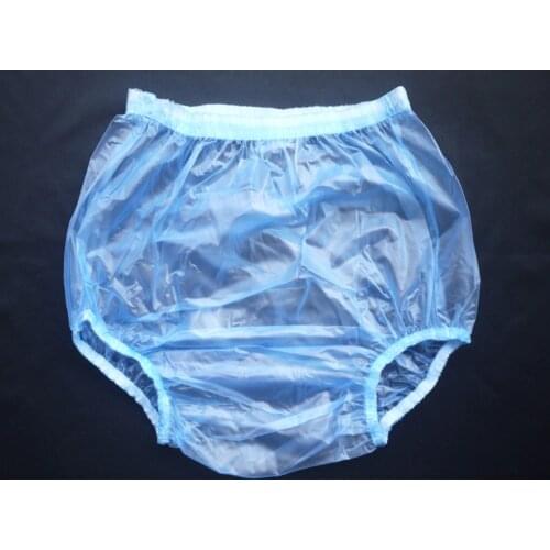 ABDL Haian Adult Incontinence Pull-on Plastic Pants Color Transparent Blue 3 Pack
