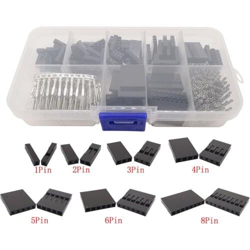 310Pcs 2.54mm Soldering kit Male Female Jumper Wire Header Connector 2.54mm 1/2/3/4/5/6/8 P Wire Jumper Pin Header Housing