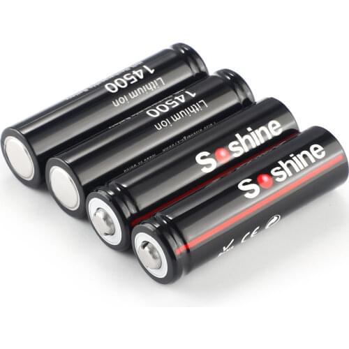 4PCS/Pack Soshine ICR 14500 AA Li-ion Battery 3.7V 900mAh Rechargeable Batteries with Battery Box