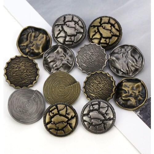 6 Pcs Bronze Silver Fashion Metal Button Shank Clothing Decorative Clothes Coat Retro Vintage Botones Garment Sewing Accessories