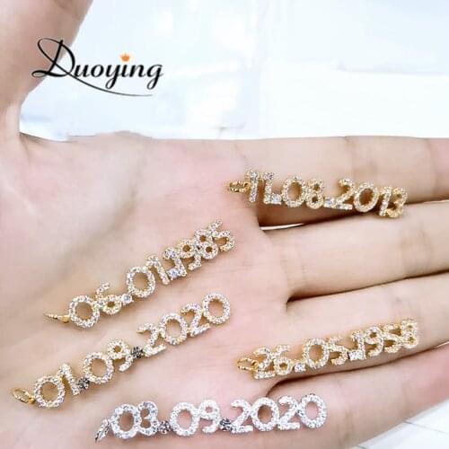 Duoying Personalized Number Necklace Name Necklace Nameplate Chain for Women Stone Chain 6mm Pendant Letters Zirconia Necklaces