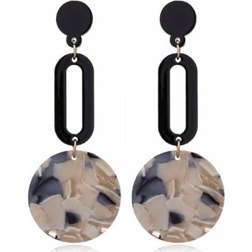 Handmade Wooden Drop Earrings New Fashion Geometric Long Acrylic Metal Earrings modern Jewelry