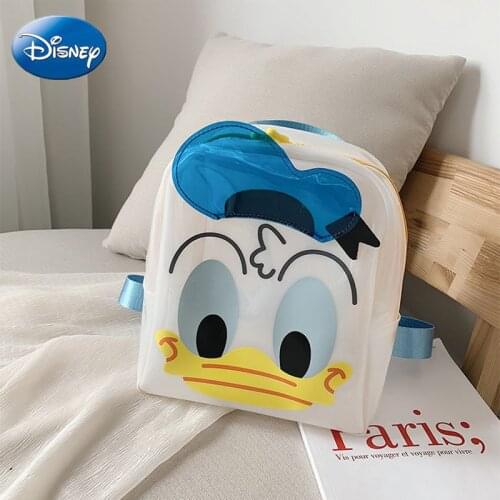 Disney Pvc Childrens Bag New Donald Duck Cartoon Jelly Shoulder Bag Boys and Girls School Bag Transparent Waterproof Small Back