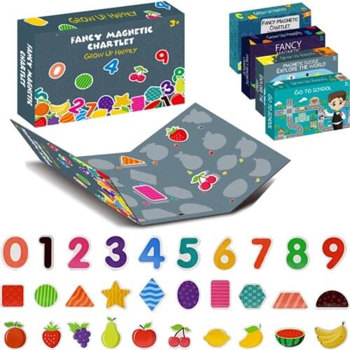 Kids Fancy Magnetic Puzzle Toys Number Alphabet Animal Traffic Building Educational Matching Games DIY Imagination Jigsaw 2-6 Y