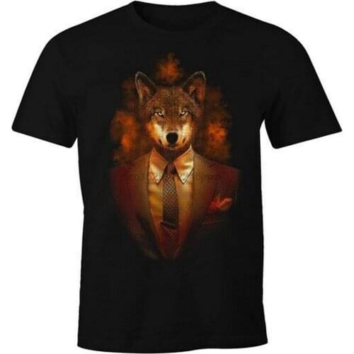 Herren T-Shirt Fuchs Tier Lustig Fun-Shirt Cotton Streetwear Funny Tee Shirt