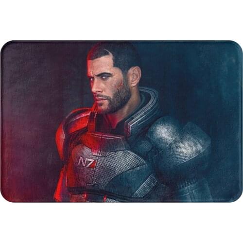 Mass Effect Game Anti-Slip Doormat Kitchen Mat Trilogy Shepard N7 Floor Carpet Entrance Door Rug Bedroom Decorative