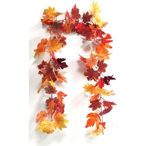Artificial Maple Leaf Garland Fake Plants Decor Autumn Leaves Rattan For Living Room Decoration Wall Hanging