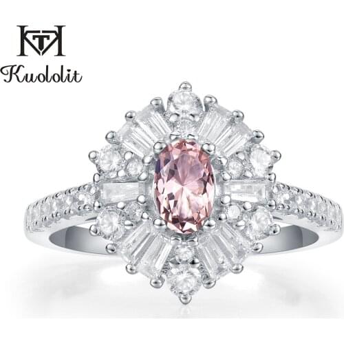 Kuololit Morganite Gemstone Rings for Women Solid 925 Sterling Silver Ruby Emerald Tanzanite Engagement Party Gifts Fine Jewelry