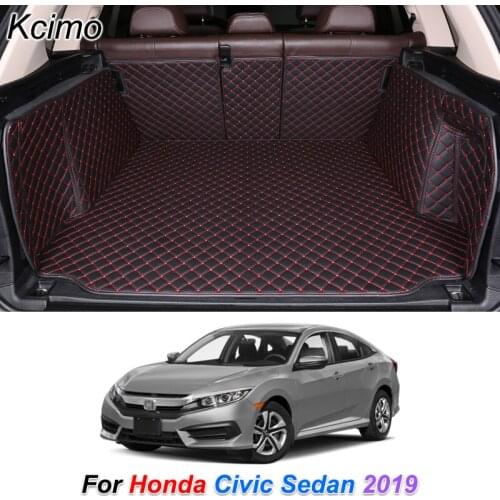 Leather Car Trunk Mat for Honda Civic Sedan 2019 Cargo Liner Trunk Floor Pad Carpet Car Accessories