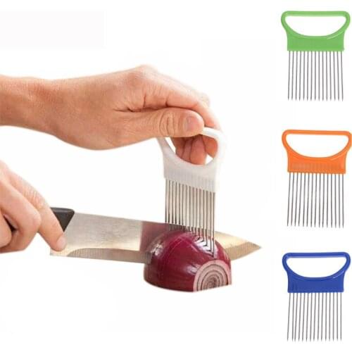 Easy Cut Onion Holder Fork Stainless Steel +Plastic Vegetable Slicer Tomato Cutter Metal Meat Needle Kitchen Accessories
