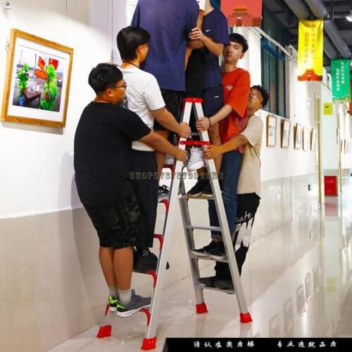 Ladder Widened And Thickened Aluminum Alloy Herringbone 2m Indoor And Outdoor Household Engineering Double Side Retractable Fold