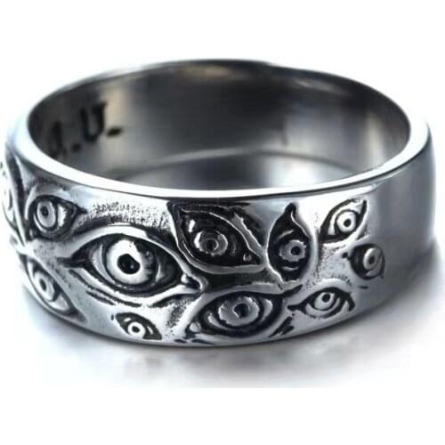 Fashion Retro Monster Gothic Eyes Ring Jewelry Mens Punk Biker Rings for Women Men Hip Hop Teeth Monster Rings Party Jewelry