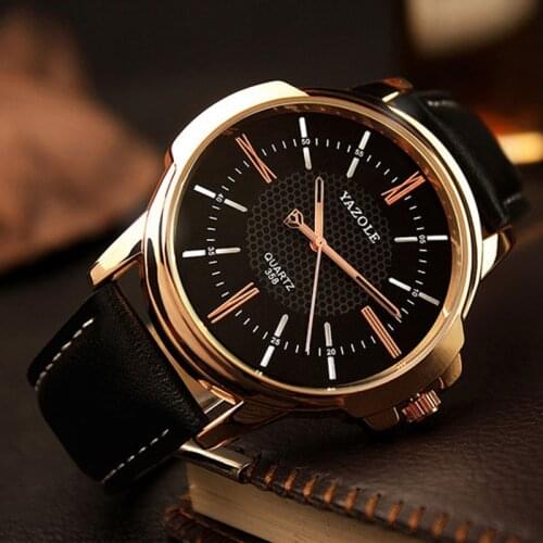 YAZOLE Brand Luxury Famous men watches Fashion leisure Dress Quartz Watch Business leather watch Male Clock Relogio Masculino