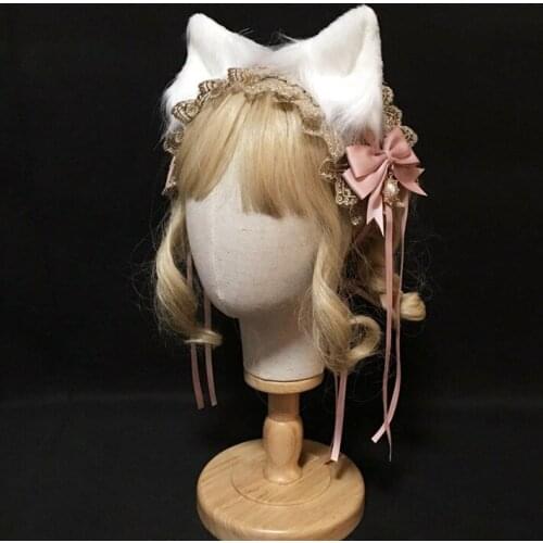 Lolita hair band soft girl Japanese two-dimensional girl lolita hair accessories gold lace animal ears wholesale customization
