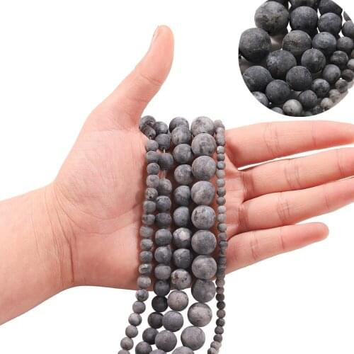 Natural Matte Black Labradorite Stones Round Loose Spacer Beads For Jewelry Making DIY Necklace Needlework 1Strand 4 6 8 10 12mm