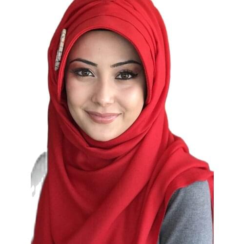New Fashion Hijab Women 2021 Muslim Hijab Islamic Clothing Turban Kerchief Scarf Bone Beanie Red Rose Color Buckle Hat Shawl