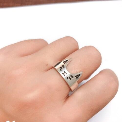 New Ins Cat Finger Ring Open Design Cute Adjustable Ring Jewelry for Women Young Girl Child Gift Adjustable Party Birthday Gift