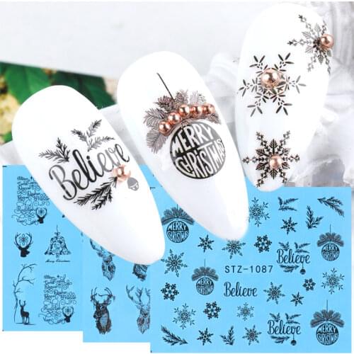 2or4pcs New Year Sliders Manicure Sticker Water Transfer Decals Set DIY Christmas Nail Art Decorations Foil Wraps NFSTZ1082-1097