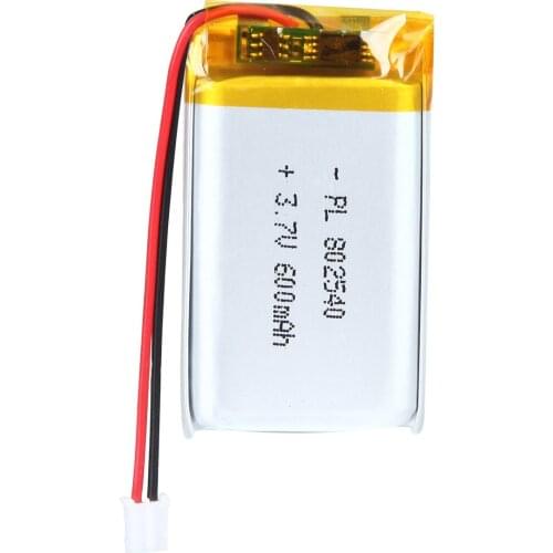 Mejuew 3.7V 600mAh 802540 Rechargeable Lipo Battery with JST Connector