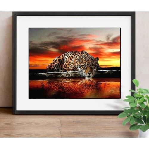 Full Square Diamond Painting Leopard 5D DIY Diamond Embroidery Animal Scenery Picture Of Rhinestone Farmhouse Home Decor