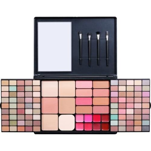 POPFEEL 112 Color Matte Shimmer Eyeshadow Palette Lipstick 4-in-1 Eye Makeup Set Glitter Eye Shadow Long Lasting Blush TSLM2