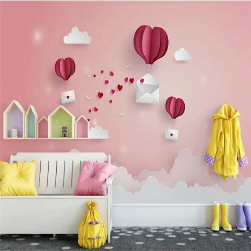 Simple cute paper-cut childrens room background professional production mural wallpaper wholesale, custom poster photo wall