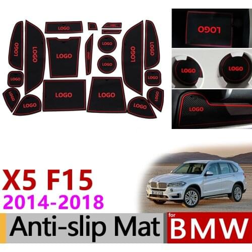 Anti-Slip Gate Slot Mat Rubber Cup Coaster for BMW X5 F15 2014 2015 2016 2017 2018 X5M M Power Accessories Stickers Car Styling