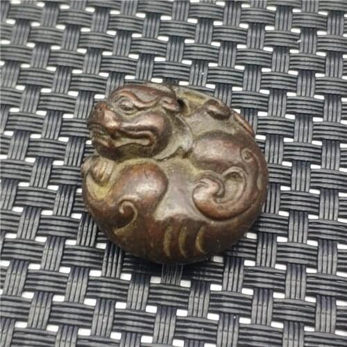 Retro Copper Small Pendant Solid Beast Spherical Beast Fortune Dispelling Evil Key Chain Pendant Small Gift