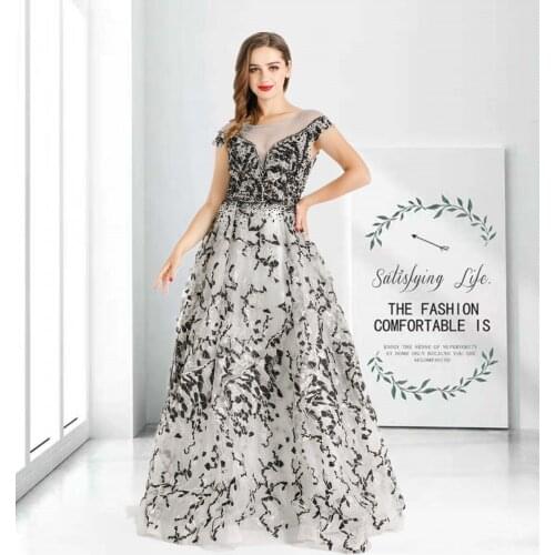 Silver Luxury Evening Dress Gowns 2021 Sequin For Women Party, Wedding, Prom HO1065