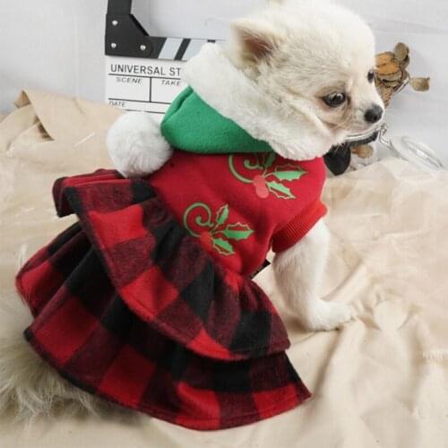 Christmas Dog Dress Winter Warm Pet Dog Clothes Xmas Costume Dog Yorkie Chihuahua Cat Clothes Dresses Pet Clothing