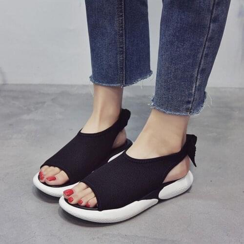 New women fashion sandals leisure casual shoes flat with butterfly black white pink mesh breathable light back strap slippers