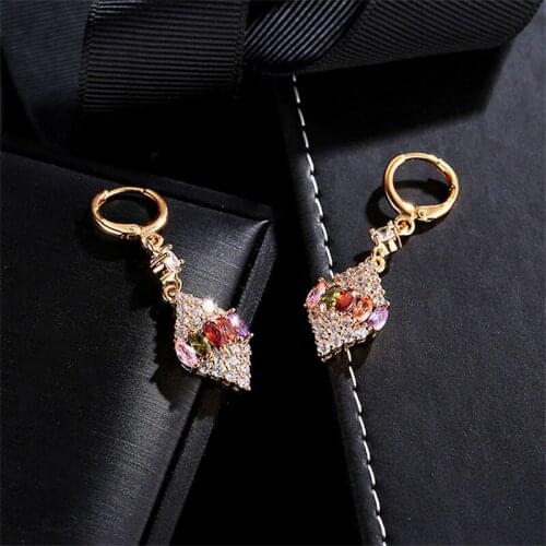 YJGS Popular Fashion AAA Color Zircon Tassel Earrings Female Inlaid Rhinestone Bow Knot Temperament All-Match Earrings Jewelry