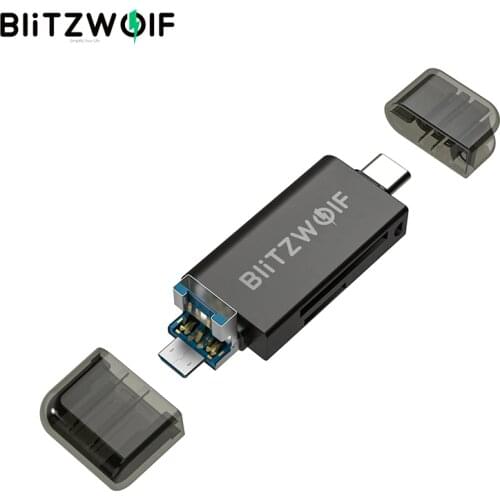 BlitzWolf BW-CR1 Type-C SD/TF Card Reader USB3.0 5Gbps High Speed Memory Card Reader for Smartphone Computer External Storage