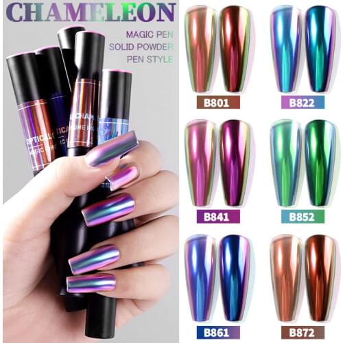 1Pc Chameleon Phantom Air Nail Art Cushion Pen Solid Nail Glitter Magic Mirror Powder Pen Manicure Tool fr UV Gel Polish Lacquer