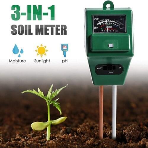 10Pcs/lot 3-in-1 Soil Moisture/Light/pH Tester Gardening Soil Test Kits Soil Moisture Meter Outdoor Pot Plants Moisture Analyser
