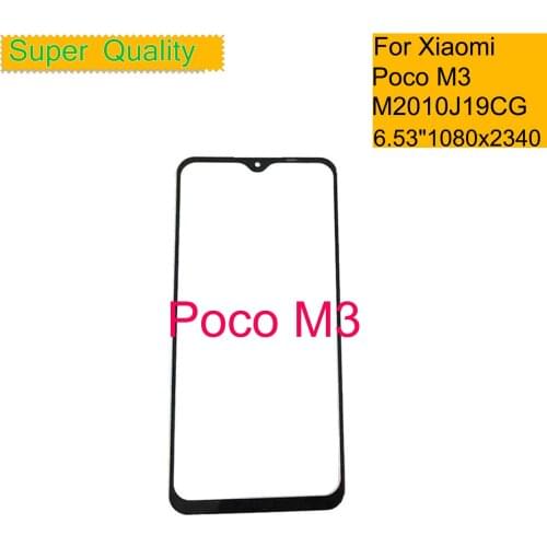 10Pcs/Lot For Xiaomi Poco M3 Touch Screen Panel Front Outer Glass Lens For Poco M3 M2010J19CG LCD Glass Front With OCA Glue