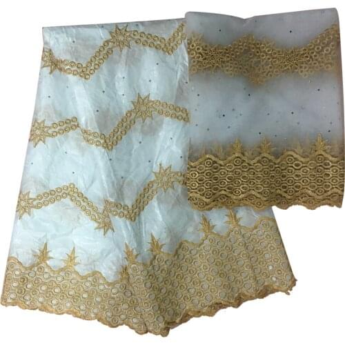 2021 New African Sewing Materials Bazin Riche Tissues Lace Fabric Embroidered Brocade Fabrics French Tulle Lace 5+2 yards/lot