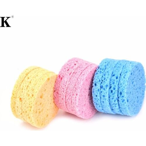 4pcs/lot Compressed Wood iber Wash Face Makeup Tools Puff Makeup Magic Face Cleaning Pad Cosmetic Puff Cleansing Sponge