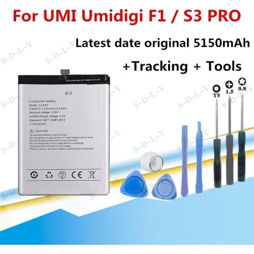 5150mah S3 Pro Battery for Umi Umidigi S3 Pro F1/ F1 Play Replace Cell Phone Batteries +Tracking + Tools