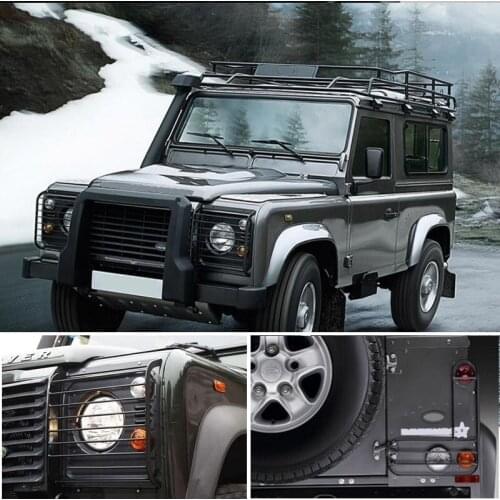 For Land Rover Defender 90 110 130 2004-18 Alloy Car Stainless iron Car Front Headlight + Rear Tail Light Lamp Cover Accessories