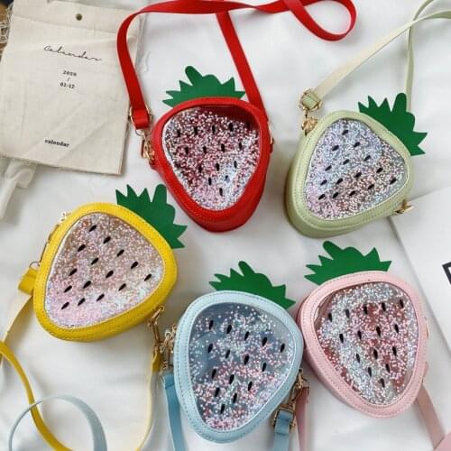 Kids Fruit Bag Cute PVC Strawberry Crossbody Bag for Baby Girls Clear Coin Pouch Toddler Wallet Kid Purses and Handbags