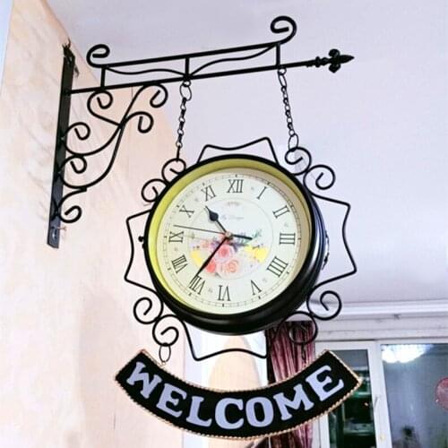 Double sided wall clock Living room clock Individual household fashion atmosphere modern simple creativity Two sided wall clock