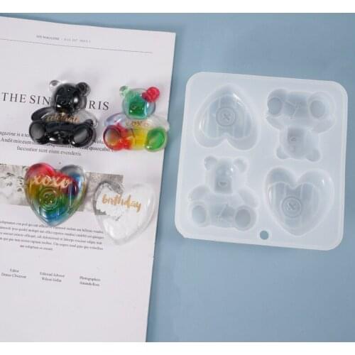Diy Mold Bear Love Cute Doll Bear Decoration Silicone Multifunctional Four Types Mold 2020 Christmas Gift