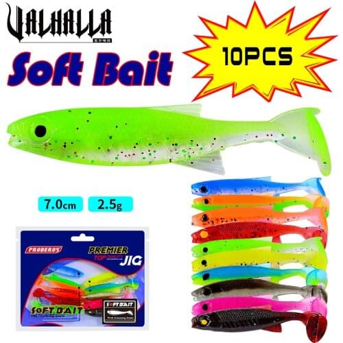 10pcs/lot Artificial Fishing Lure Soft Lure 2.5g/7cm Shad Carp Baits Swimbait Jig Head Fishing Silicone Rubber