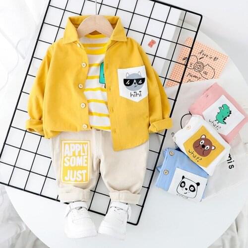 Children Clothes Set Baby Boy Spring And Autumn Casual Shirt Pants 2pcs Cartoon Suit Toddler Girl Clothes 0-4 Yrs Kids Clothing