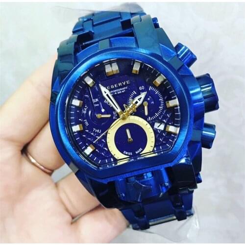 Luxury Brand Undefeated INVICIBLE BOLT ZEUS BLUE Men Stainless Steel Watch Top Quality Wristwatch Relogio Masculin Dropshipping