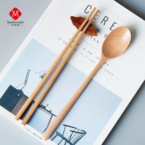 Japanese Style Wooden Spoon Chopsticks Set Outdoor Adult Portable Tableware Wooden Spoon Wooden Chopsticks Set LZ