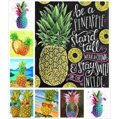 Colorful Pineapple 5D Diy Full Square and Round Diamond Painting Embroidery Cross Stitch Kit Wall Art Fruit Store Home Decor