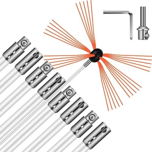 Chimney Cleaning Brush Tool Kit And 8 Flexible Rods Snap Locking 45 Degree Angle By Drill For Fireplace Flue Home